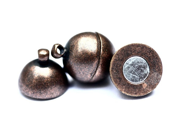 Copper Magnetic Ball Clasps (4pcs)