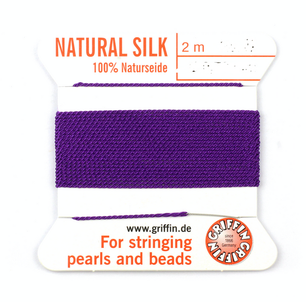Amethyst - Griffin 100% Natural Silk Thread (2m, 1 needle) – KerrieBerrie  Beads & Jewellery