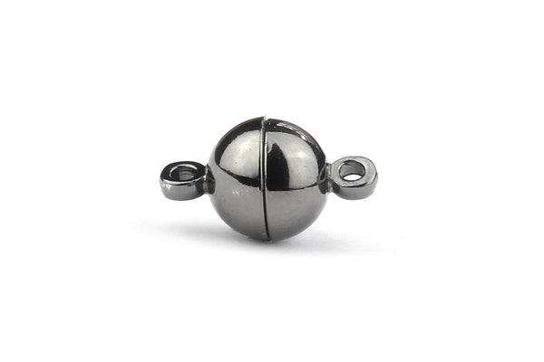 Black / Gunmetal Spherical Magnetic Clasps – 8mm x 14mm (5 sets