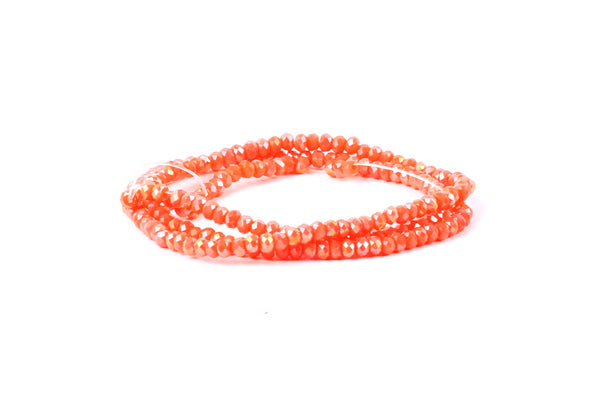 1.5mm x 2mm Coral (orange) Crystal Glass Faceted Bead Strand
