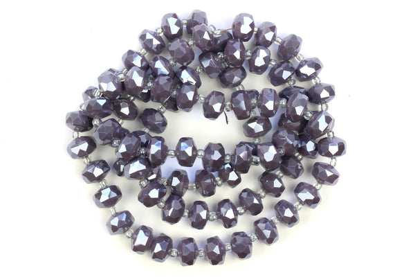 Kerrie Berrie 10mm x 6mm Faceted Crystal Glass Beads in Dark Purple