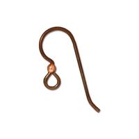Hypoallergenic! French Hook Ear Wire with 2mm Bright Copper Bead, Niobium annodized copper
