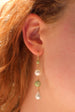 Kerrie Berrie Handmade Gold Earrings Made from Real Pearls and Olivine Peridot Beads