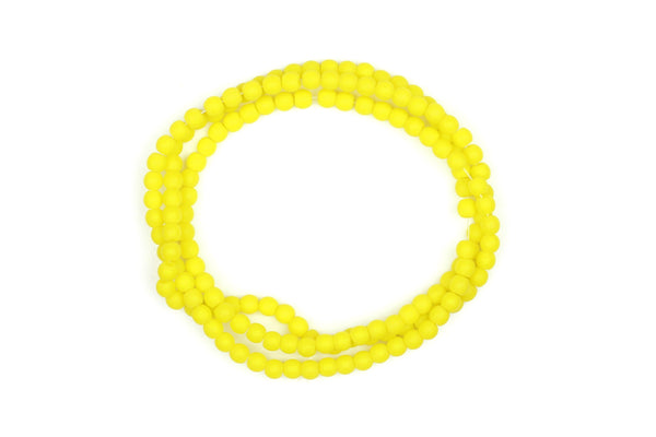 Frosted Opaque Glass Round Beads in Yellow – 2.5mm w/ 0.7mm Hole (Approx. 150 beads)