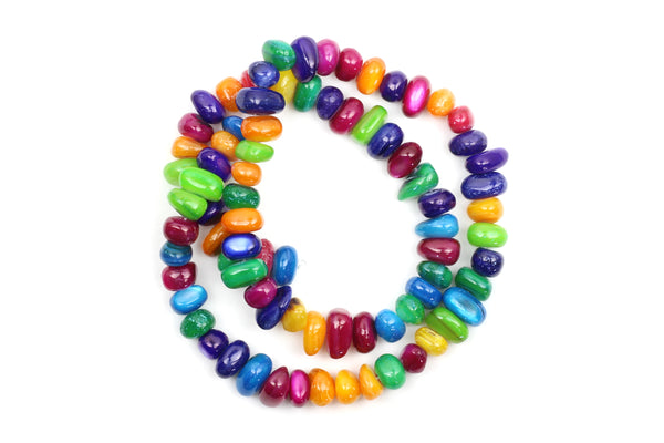 Multicolour Dyed Shell Bead Strand – 5-10mm x 2-5mm w/ 1mm Hole (Approx. 117 Beads)