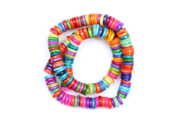 Dyed Heishi Disc Shell Bead Strand – 8mm x 1-3mm w/ 1mm Hole (Approx. 210 Beads)
