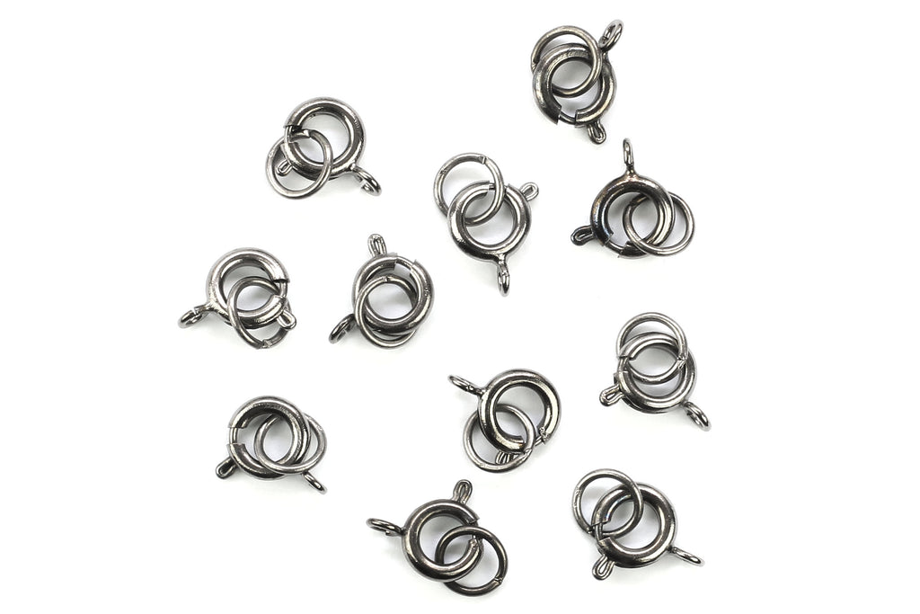 Kerrie Berrie Jewellery Making Pewter Black 10mm Bolt Ring Jewellery Clasps with 6mm Jump Rings