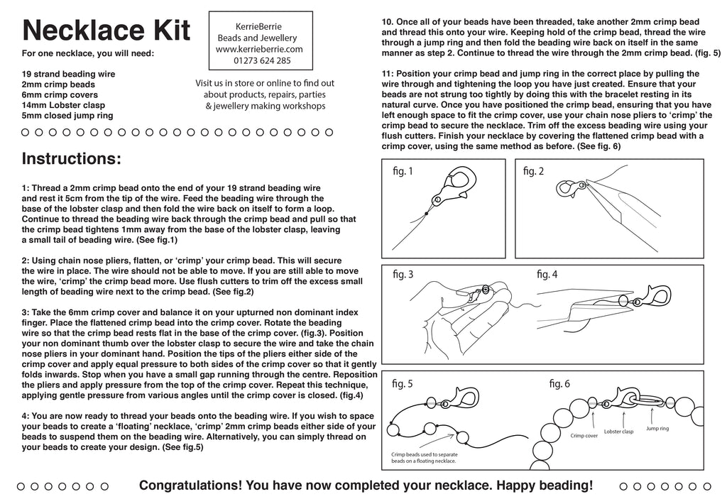 FREE Necklace Making Instructions (Hard Copy Print Out)