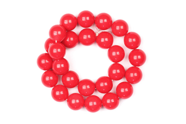 Red Colour Glass Beads – 16mm (27 Beads)