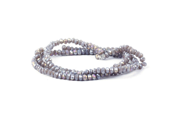 1.5mm x 2mm Light Purple Crystal Glass Faceted Bead Strand