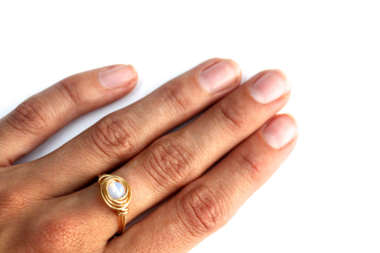 October birthstone gift, Gold opalite ring, Made to order ring