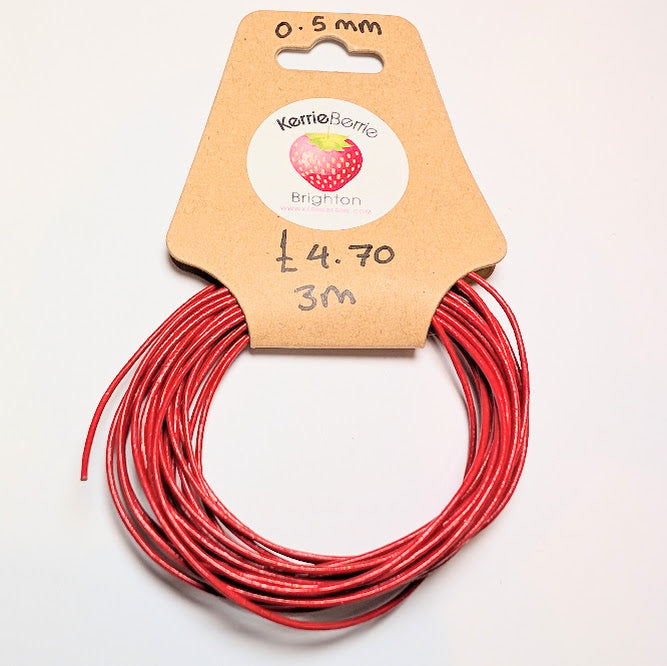 Red Leather Cord - 0.5mm