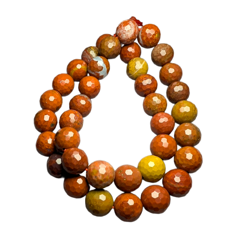 Carnelian Semi-Precious Faceted Round Beads - 10mm