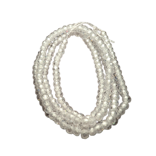 White/Crystal Clear Cubic Zirconia Beads - 2 x 2.5mmmm