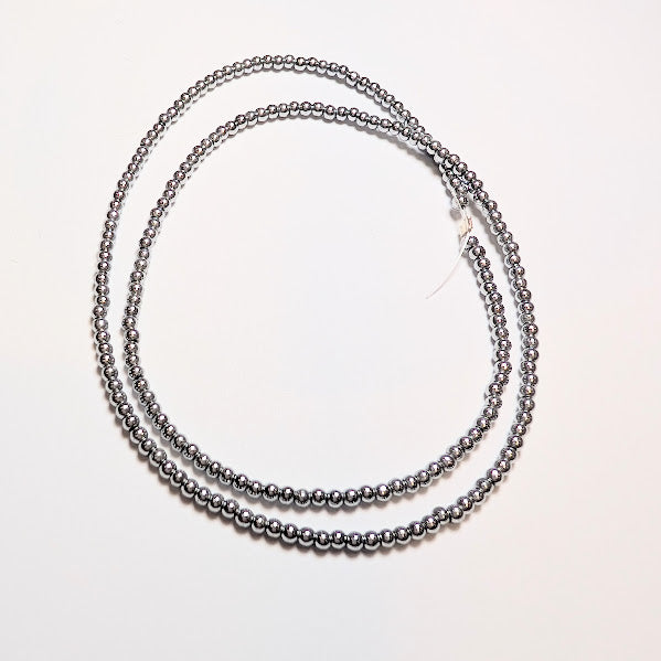 Silver Round Hematite Beads - 2mm