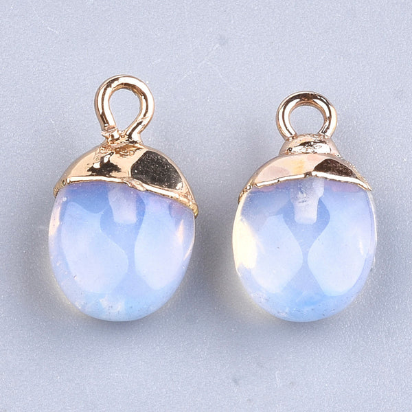 Faceted Oval Gold Plated Opalite Charm