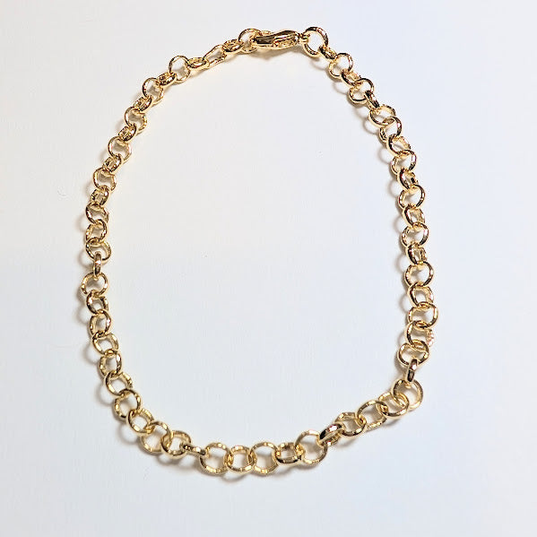 Delicate 4mm Round Link Chain Bracelet, Gold Plated