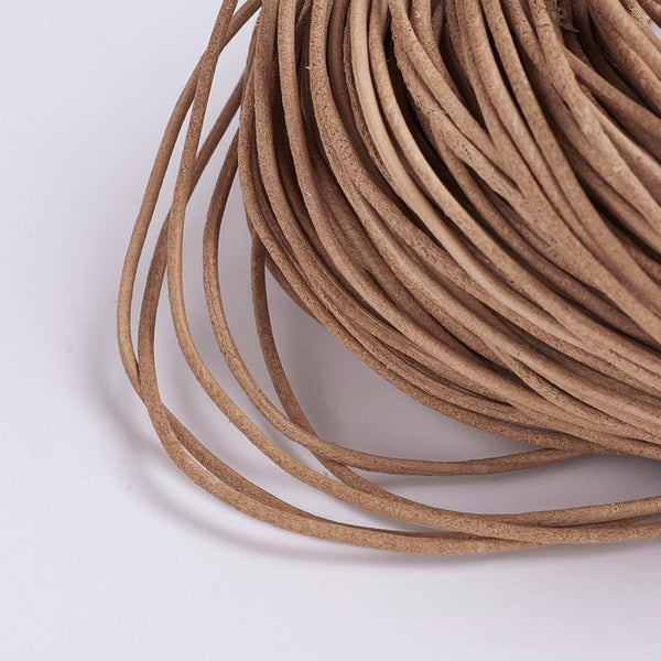 Natural Brown Leather Cord - 2mm