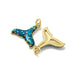 18K Gold Plated Brass Enamel Teal Fishtail Charm