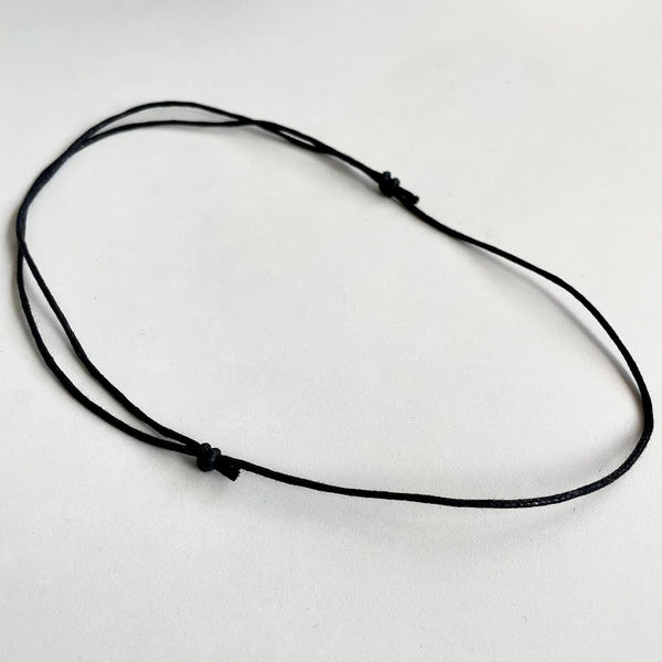 Adjustable Black Waxed Cotton Necklace