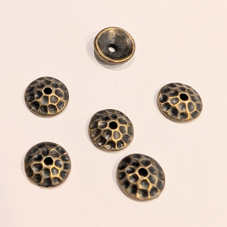 Brass Hammered Bead Cap - 7mm