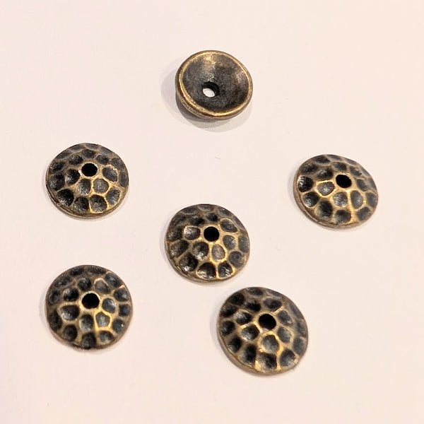 Brass Hammered Bead Cap - 7mm