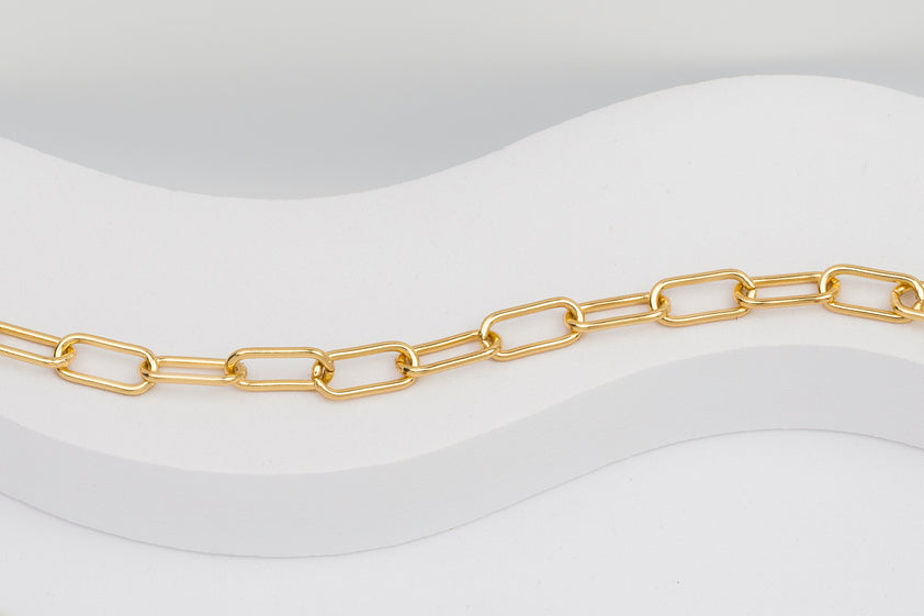 Paperclip Chain by the meter - Gold Vacuum Plated
