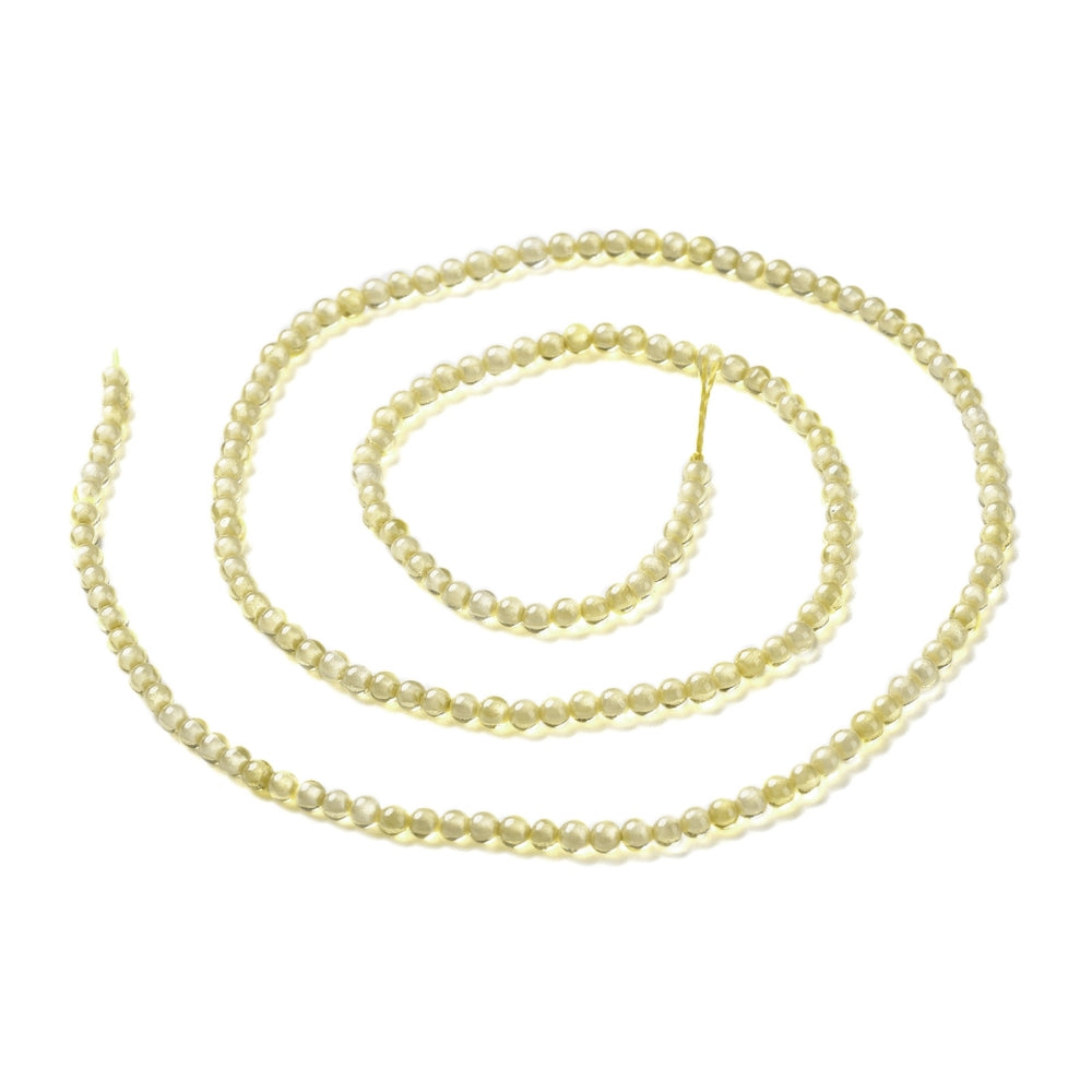 Cubic Zirconia Round Beads, Yellow - 2mm