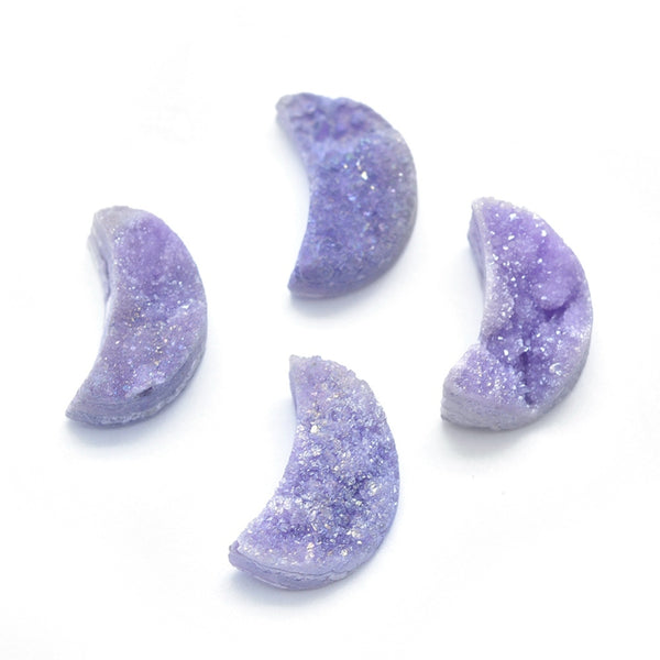 Natural Druzy Moon Shaped Quartz Charms