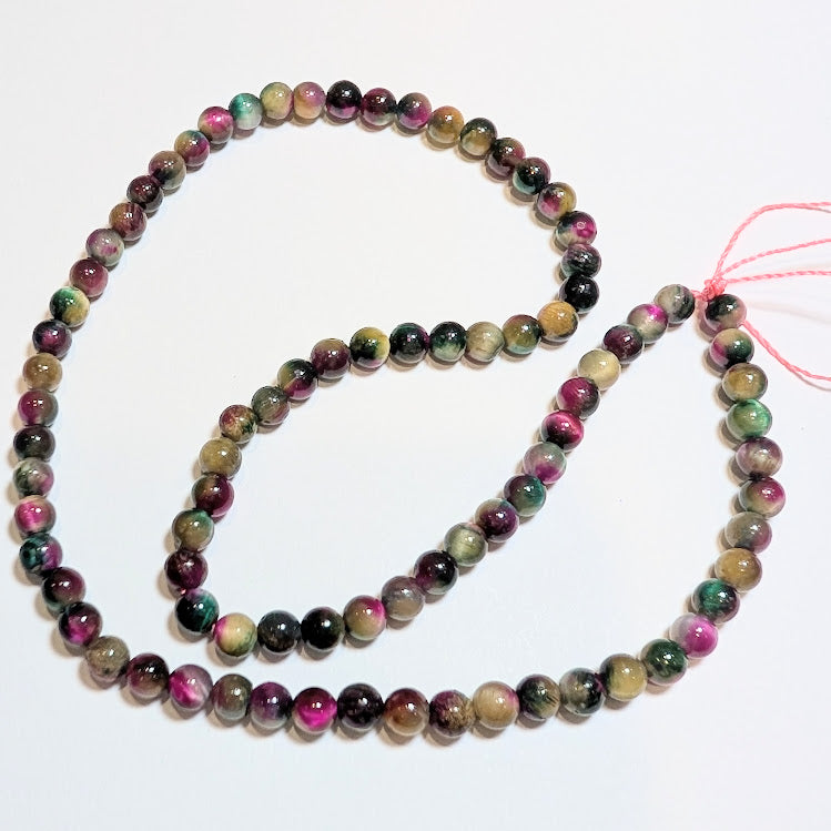 Dyed Tigers Eye - 4mm - Pink/Green/Golden