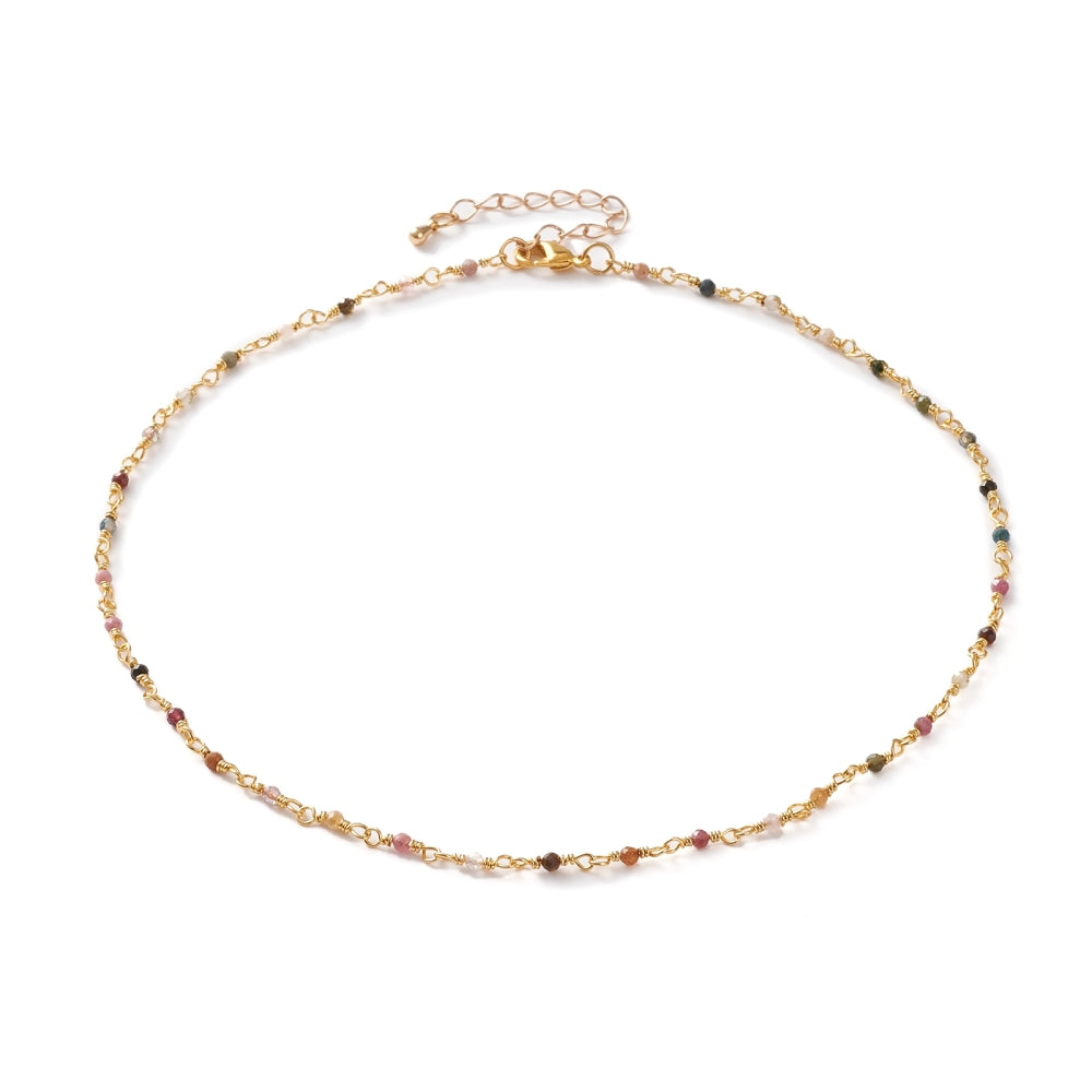 Tourmaline Semi-precious Faceted Beaded Necklace