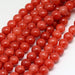 Jade Semi-Precious Dyed Round Orange/Red Beads - 8mm