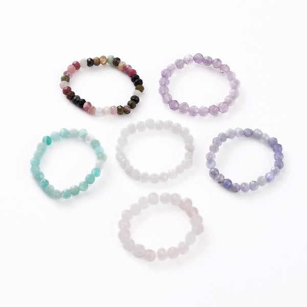 Gemstone Faceted Bead Stretch Ring