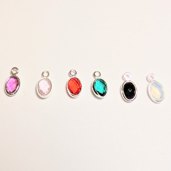 Glass Oval Charms - Silver