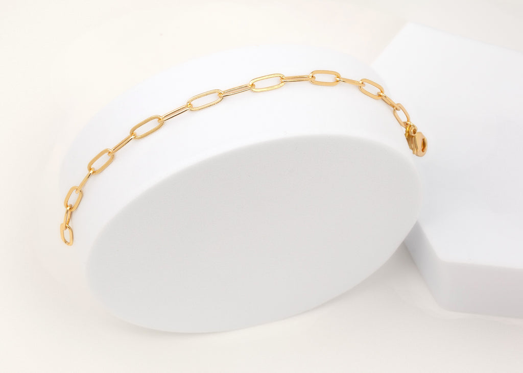 Paperclip Chain Bracelet, Medium, Gold Plated