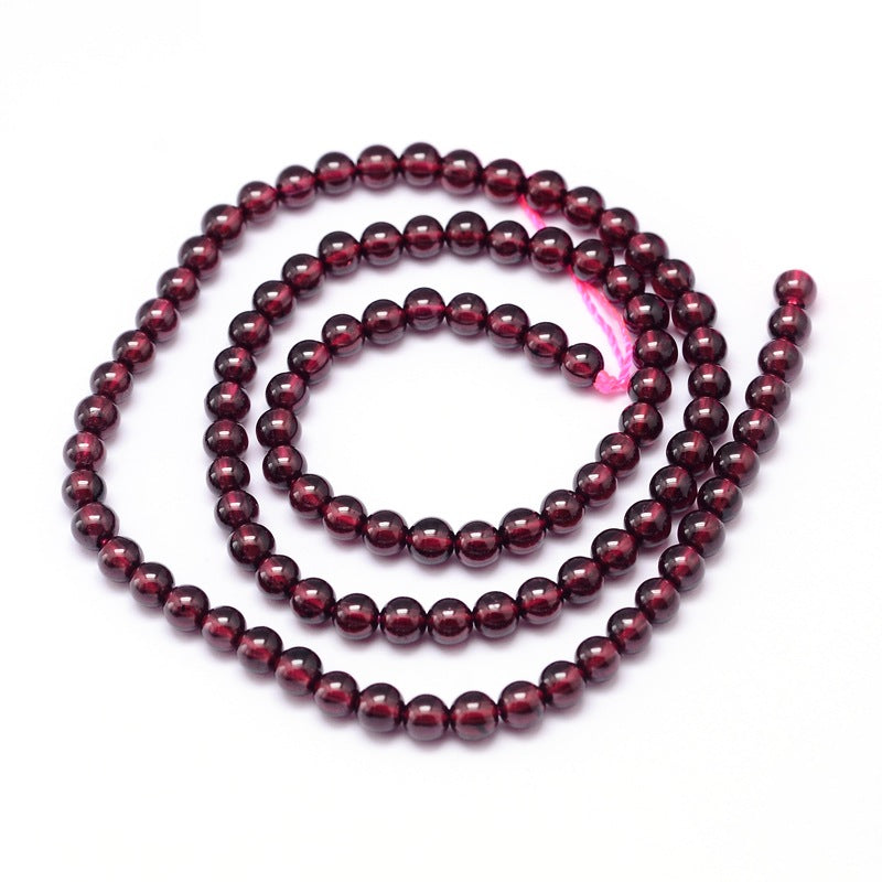 Garnet Semi-Precious Round Beads, Grade AA - 5mm