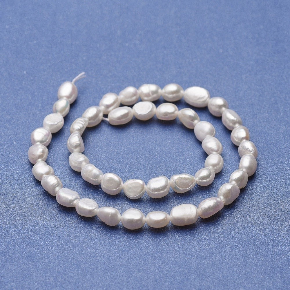Freshwater Oval Pearl Beads, Grade AA - 8mm
