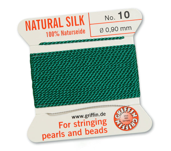 Green Natural Silk Thread - Various thicknesses - Griffin