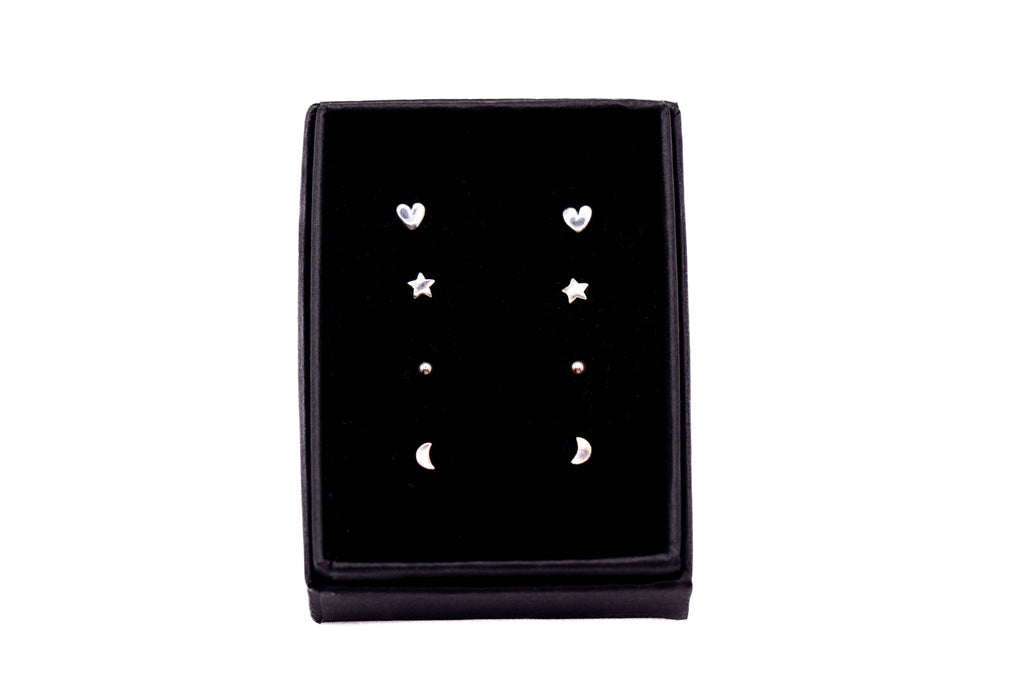 New Sterling Silver Tiny Stud Earring Gift Set