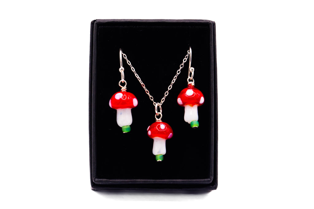 Mushroom Necklace and Earring Gift Set