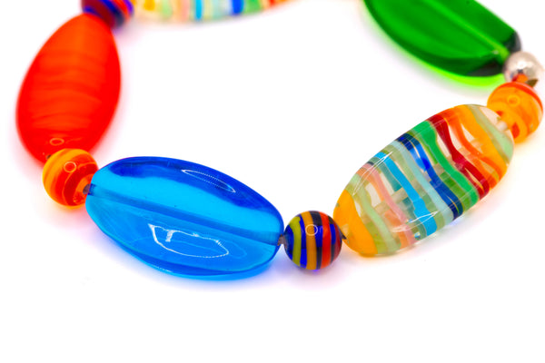 Rainbow Czech Lampwork Beaded Bracelet