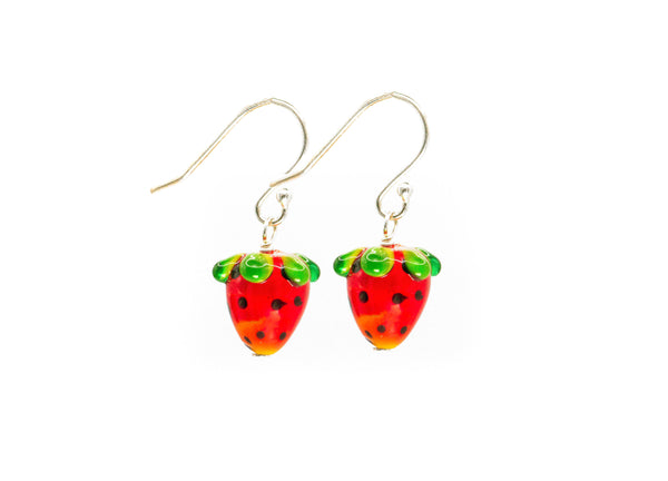 Handmade Strawberry Glass Earrings