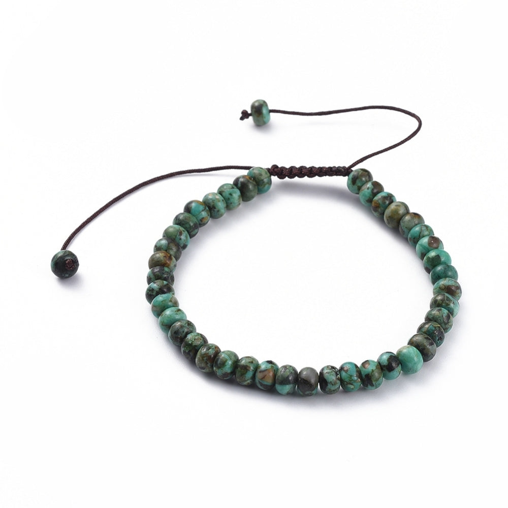 African Turquoise (Jasper) Semi-precious Braided Bead Bracelet 