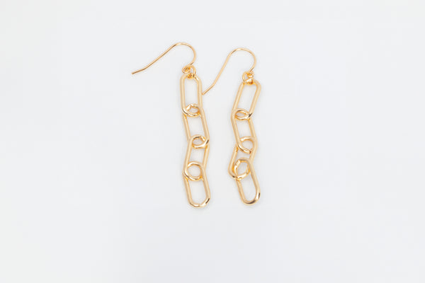 Paperclip Chain Earrings, Chunky, Gold Plated