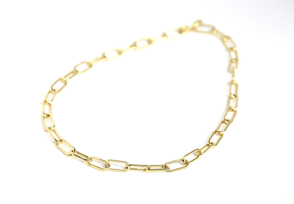 Paperclip Chain Necklace, Chunky, Gold Plated