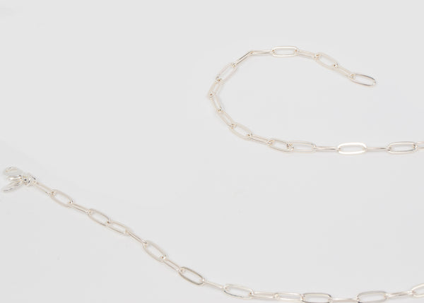 Paperclip Chain Necklace, Medium, Silver Plated
