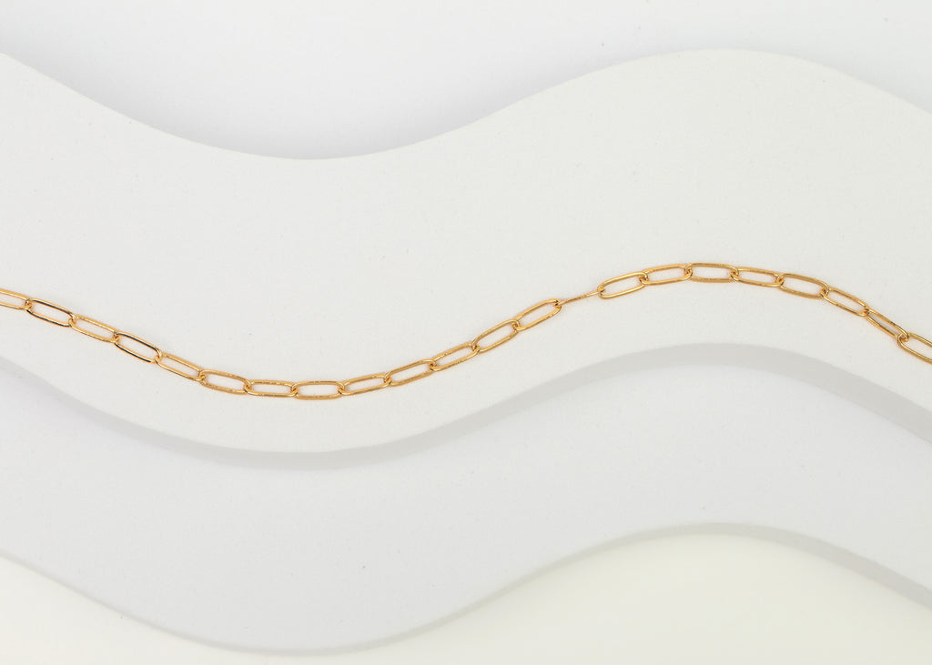 Paperclip Chain Necklace, Fine, Gold Plated