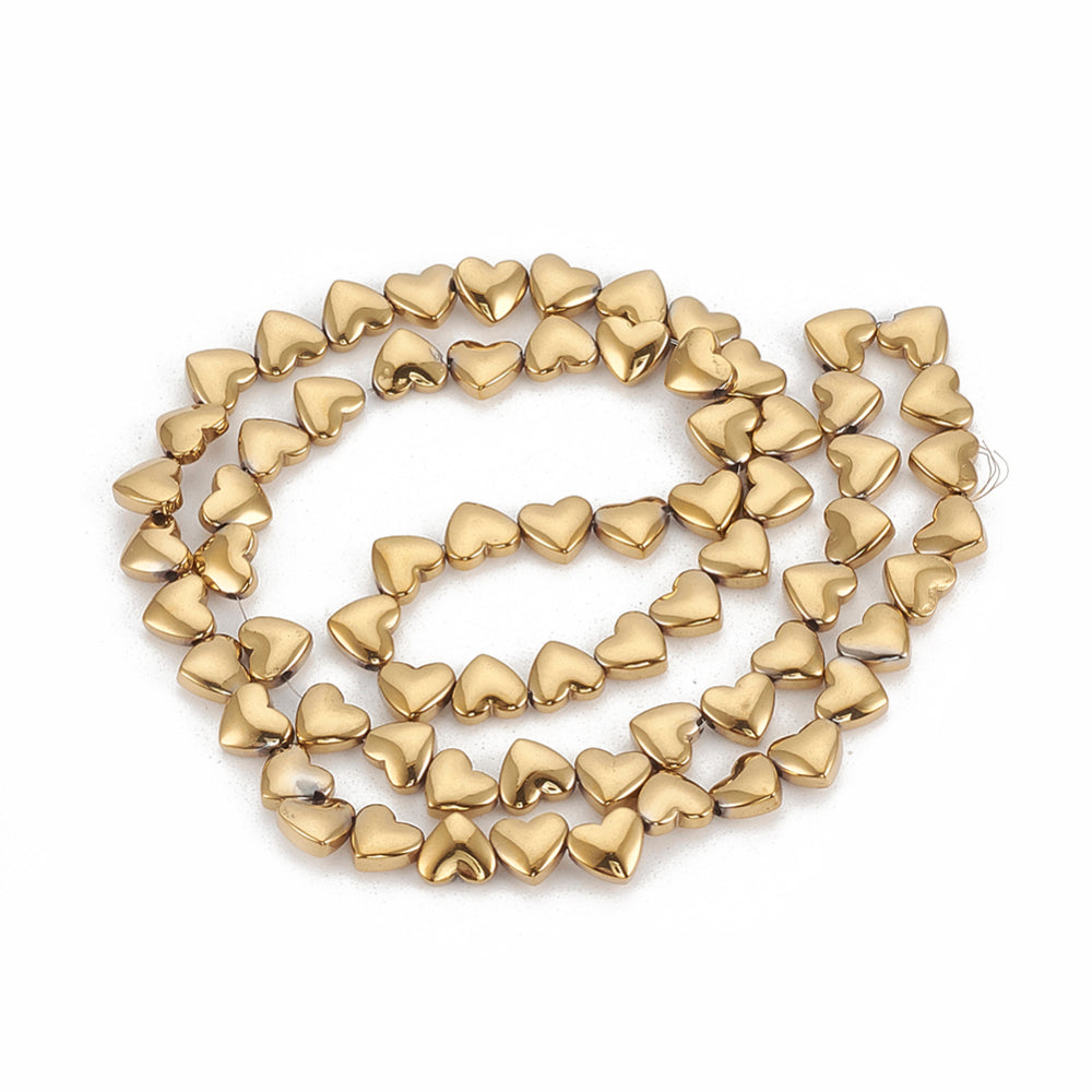 Hematite Gold Plated Heart Beads