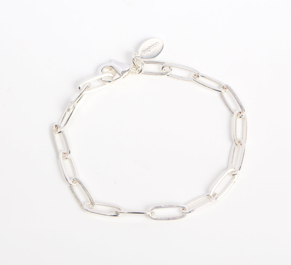 Paperclip Chain Bracelet, Medium, Silver Plated