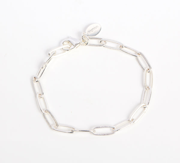 Paperclip Chain Bracelet, Medium, Silver Plated